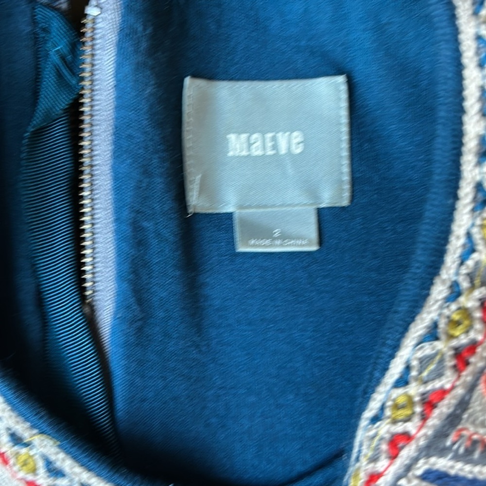 Anthropologie Maeve embroidered gray dress 2 - Picture 3 of 7